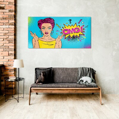 Tableau verre imprimé La surprise dans le Pop Art