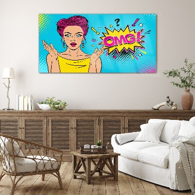 Tableau verre imprimé La surprise dans le Pop Art
