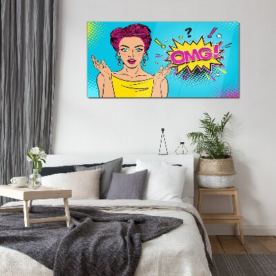 Tableau verre imprimé La surprise dans le Pop Art