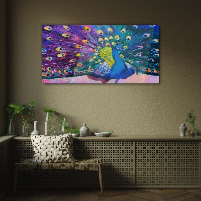 Tableau photo sur verre Un paon coloré dans l'aura printanière