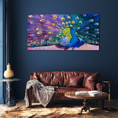 Tableau photo sur verre Un paon coloré dans l'aura printanière