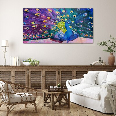 Tableau photo sur verre Un paon coloré dans l'aura printanière