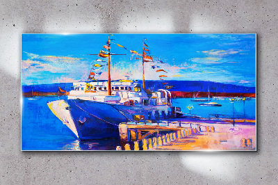 Tableau en verre Marina par une journée ensoleillée