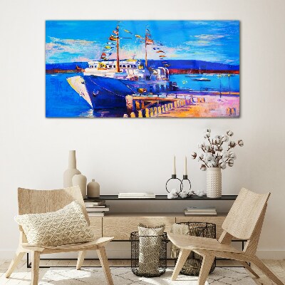 Tableau en verre Marina par une journée ensoleillée