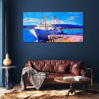 Tableau en verre Marina par une journée ensoleillée