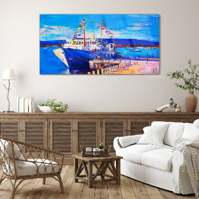 Tableau en verre Marina par une journée ensoleillée