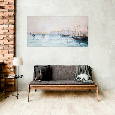 Tableau photo sur verre Un port tranquille le matin