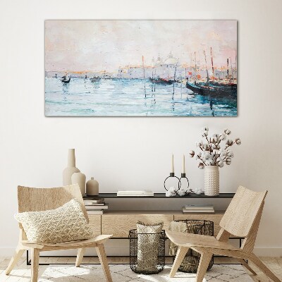 Tableau photo sur verre Un port tranquille le matin