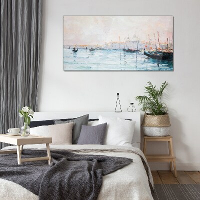 Tableau photo sur verre Un port tranquille le matin