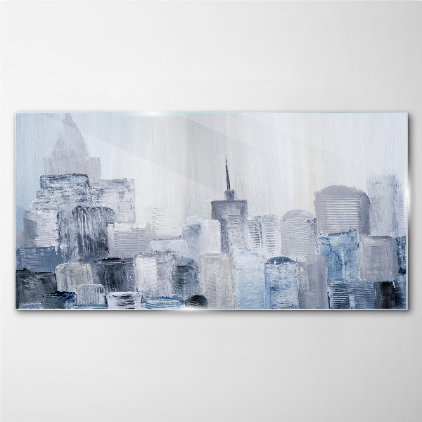 Tableau imprimé sur verre Panorama gris-bleu de la ville