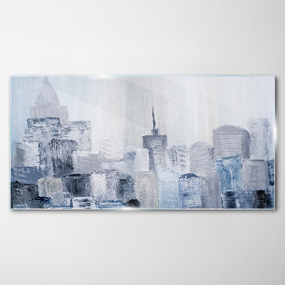 Tableau imprimé sur verre Panorama gris-bleu de la ville