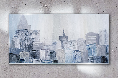 Tableau imprimé sur verre Panorama gris-bleu de la ville