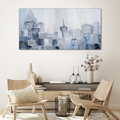 Tableau imprimé sur verre Panorama gris-bleu de la ville
