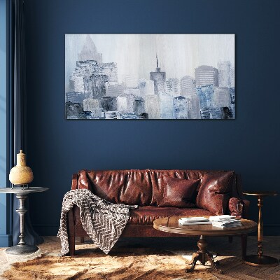 Tableau imprimé sur verre Panorama gris-bleu de la ville