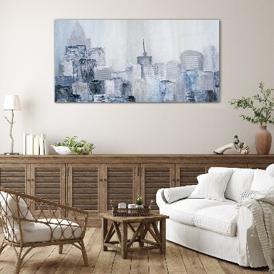 Tableau imprimé sur verre Panorama gris-bleu de la ville