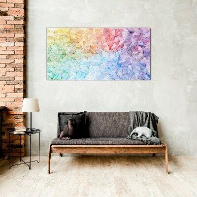 Tableau en verre Mosaïque colorée de triangles