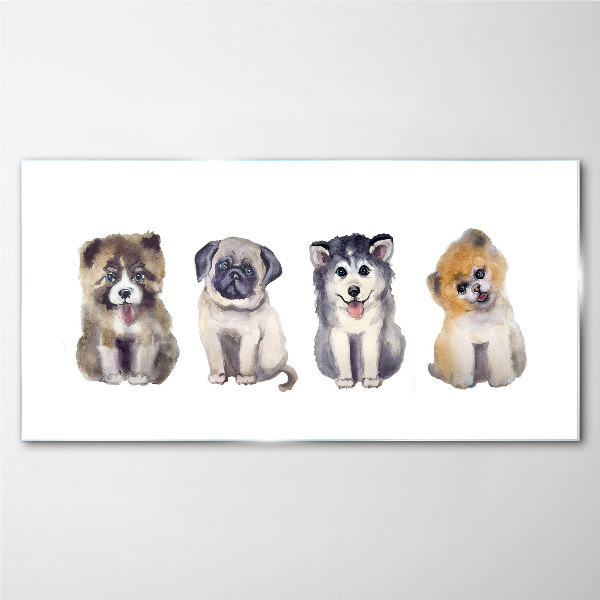 Tableau sur verre Quatre adorables chiots