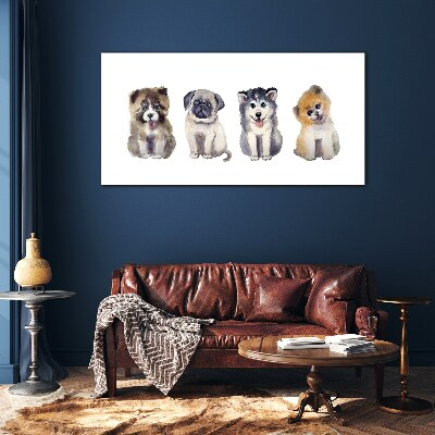 Tableau sur verre Quatre adorables chiots