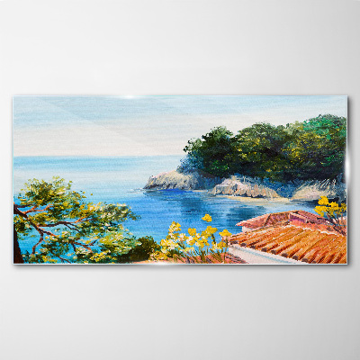 Tableau sur verre Le rivage paisible du paysage marin