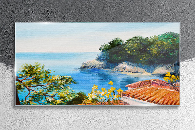 Tableau sur verre Le rivage paisible du paysage marin
