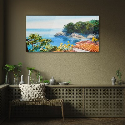 Tableau sur verre Le rivage paisible du paysage marin