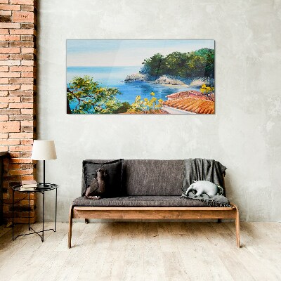 Tableau sur verre Le rivage paisible du paysage marin