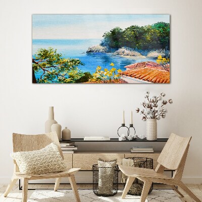 Tableau sur verre Le rivage paisible du paysage marin