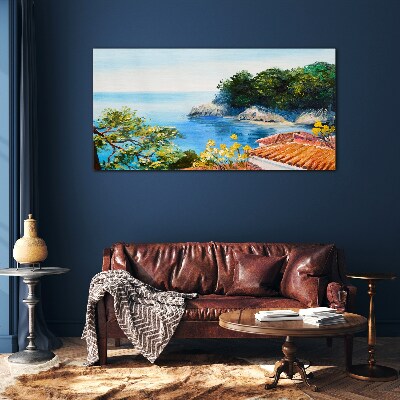 Tableau sur verre Le rivage paisible du paysage marin