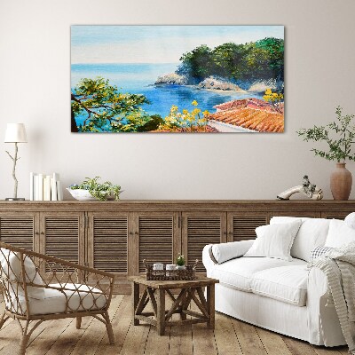 Tableau sur verre Le rivage paisible du paysage marin