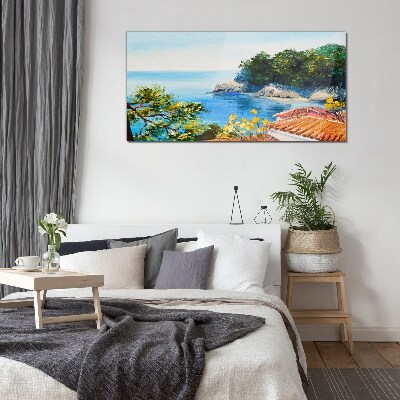Tableau sur verre Le rivage paisible du paysage marin