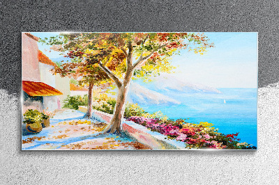 Tableau verre imprimé Paysage balnéaire d'été