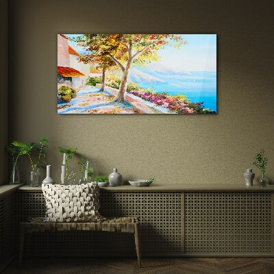 Tableau verre imprimé Paysage balnéaire d'été