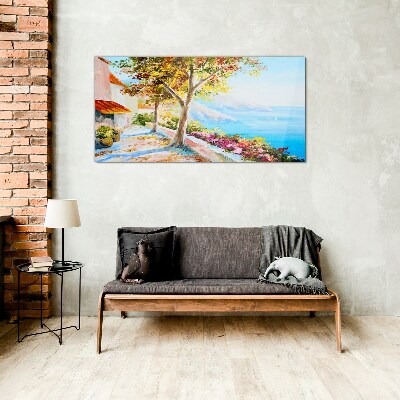 Tableau verre imprimé Paysage balnéaire d'été