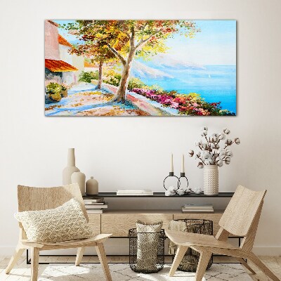 Tableau verre imprimé Paysage balnéaire d'été