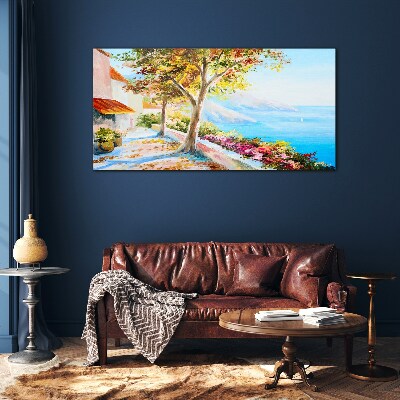 Tableau verre imprimé Paysage balnéaire d'été