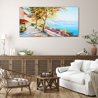 Tableau verre imprimé Paysage balnéaire d'été