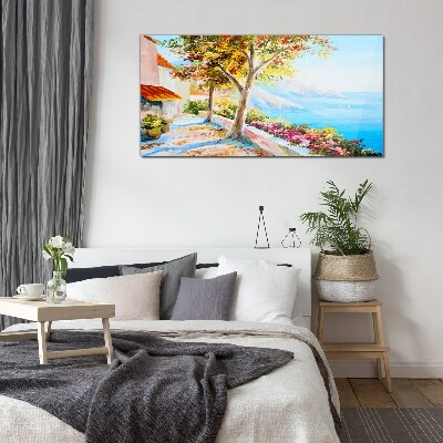 Tableau verre imprimé Paysage balnéaire d'été
