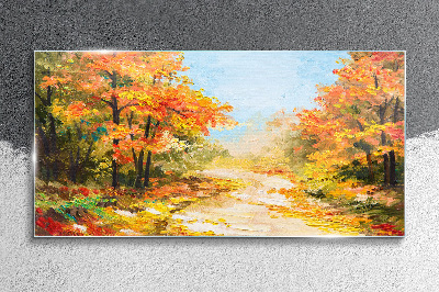 Tableau photo sur verre Allée d'automne