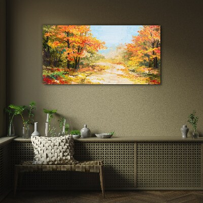 Tableau photo sur verre Allée d'automne