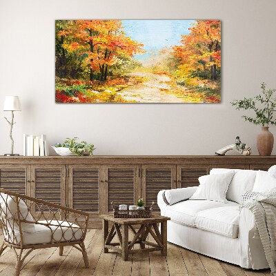 Tableau photo sur verre Allée d'automne