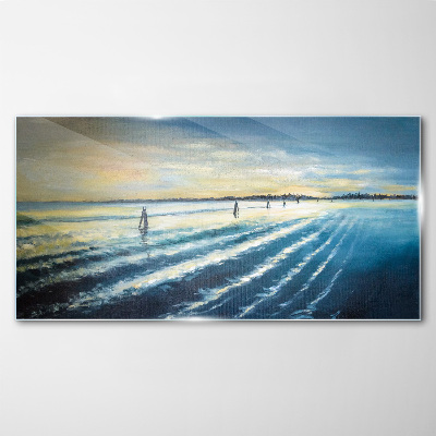 Tableau sur verre Un port tranquille au coucher du soleil