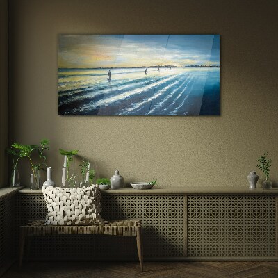 Tableau sur verre Un port tranquille au coucher du soleil