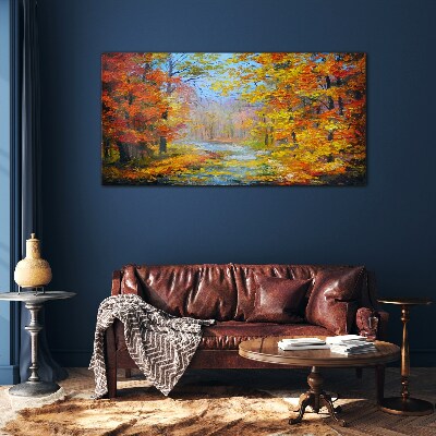 Tableau photo sur verre Paysage d'automne dans la forêt