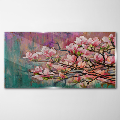 Tableau en verre Fleurs de magnolia sur fond de printemps
