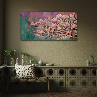 Tableau en verre Fleurs de magnolia sur fond de printemps
