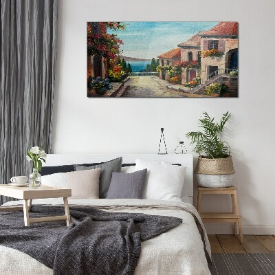 Tableau sur verre Une charmante rue en bord de mer