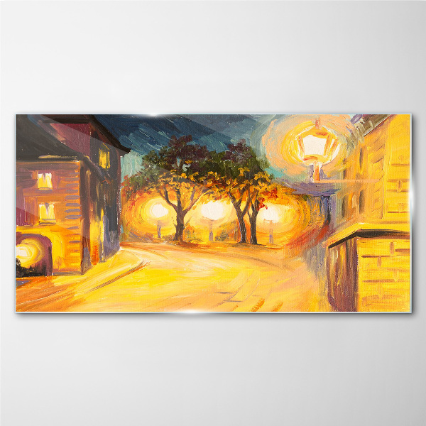 Tableau photo sur verre Une soirée dorée en ville