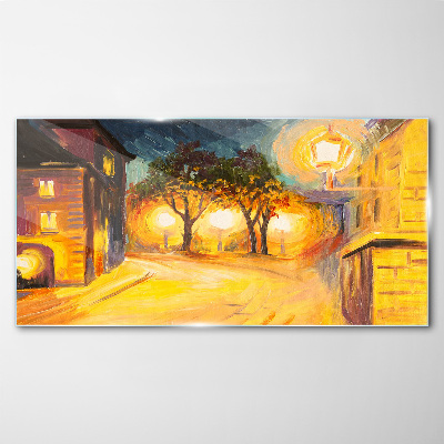 Tableau photo sur verre Une soirée dorée en ville