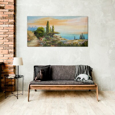 Tableau verre imprimé Un paysage balnéaire paisible