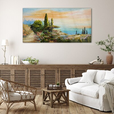 Tableau verre imprimé Un paysage balnéaire paisible